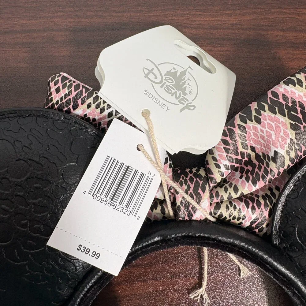 Disney Loungefly Animal Kingdom Pink and Black Safari Minnie Mouse Headband NWT